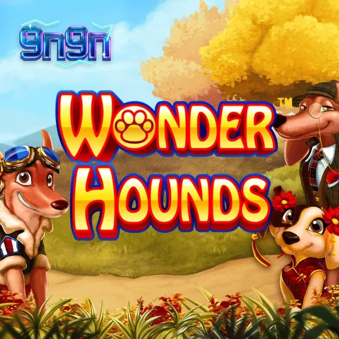 Tampilan visual permainan slot Wonder Hounds dengan tema anjing yang ceria